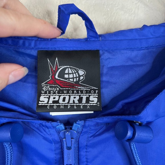 Disney Women Colorblock Marathon Vol Windbreaker Jacket Blue Yellow Size XL Co - Picture 8 of 15